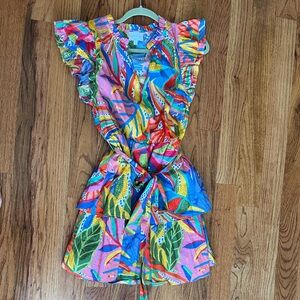 Sugarlips Multicolor Tropical Print Ruffle Sleeve Dress